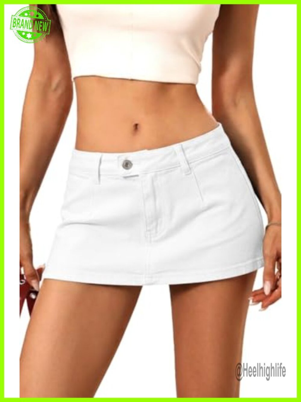 Low Rise Denim Mini Skirt Built-in Shorts Y2K Jean Skort